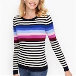 Talbots | Striped Knit Crewneck Sweater Navy/Multi-Colored L